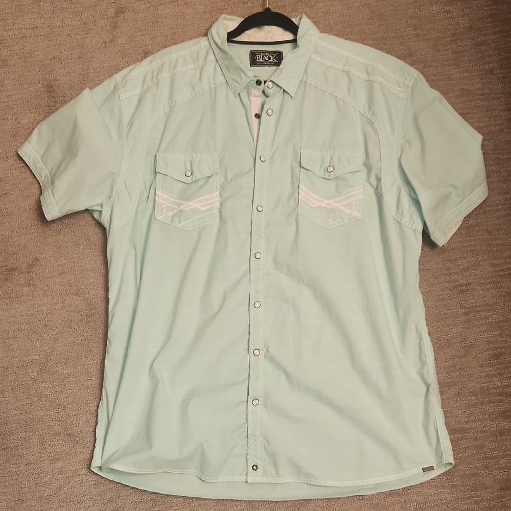 Buckle Men's Aqua Short Sleeve Button Down Shirt
